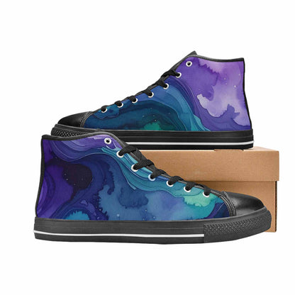 MEN'S Galaxy Aurora Nebula High Top Canvas Grunge Custom Shoes
