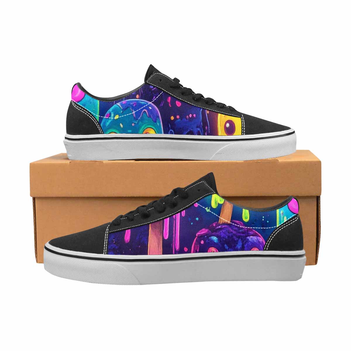 WOMEN'S Ice Cream Monsters  Lace-Up Canvas Vibrant Chaos Custom Sneakers