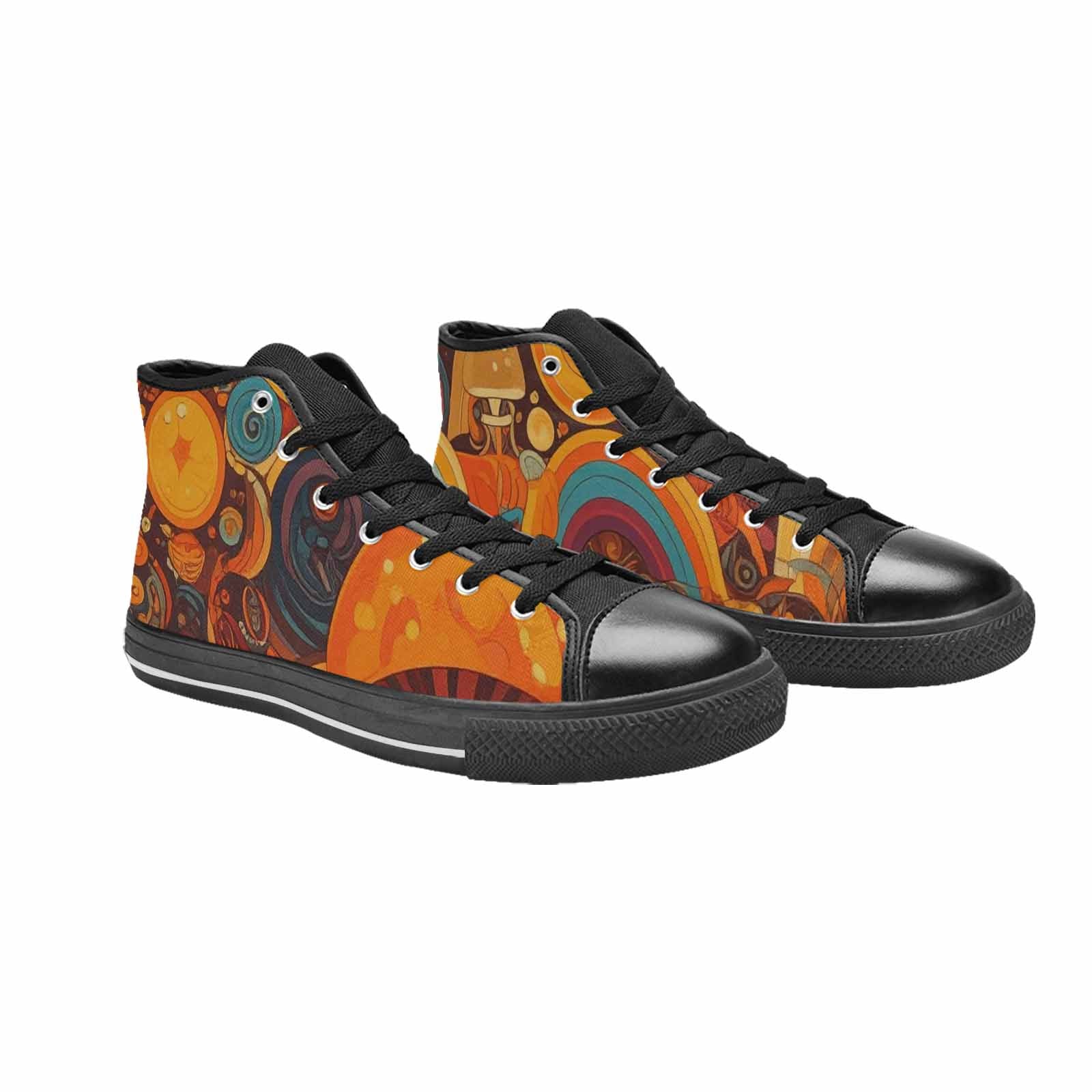 WOMEN'S Groovy 70S Peace High Top Canvas Cottagecore Custom Shoes