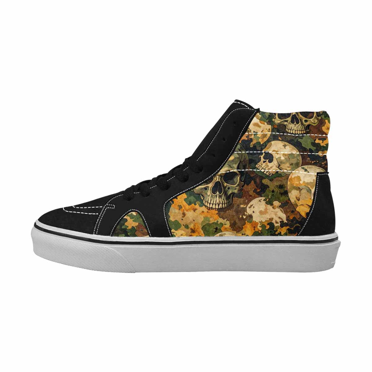 WOMEN'S Military Camo Skull High Top Canvas Vivid Custom Shoes