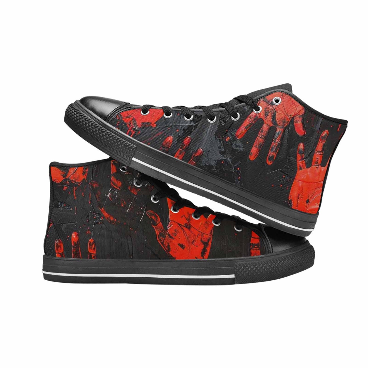 MEN'S Halloween Splatter Handprint High Top Canvas Vivid Custom Shoes