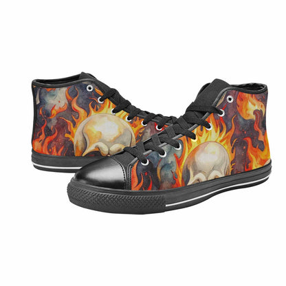 MEN'S Skulls - Flaming High Top Canvas Neon Fantasy Shoes