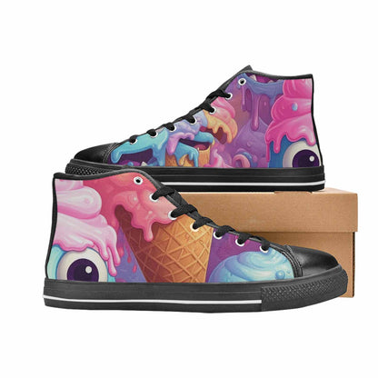 MEN'S Melting Icecream Cone Monster High Top Canvas Dark Academia Custom Shoes