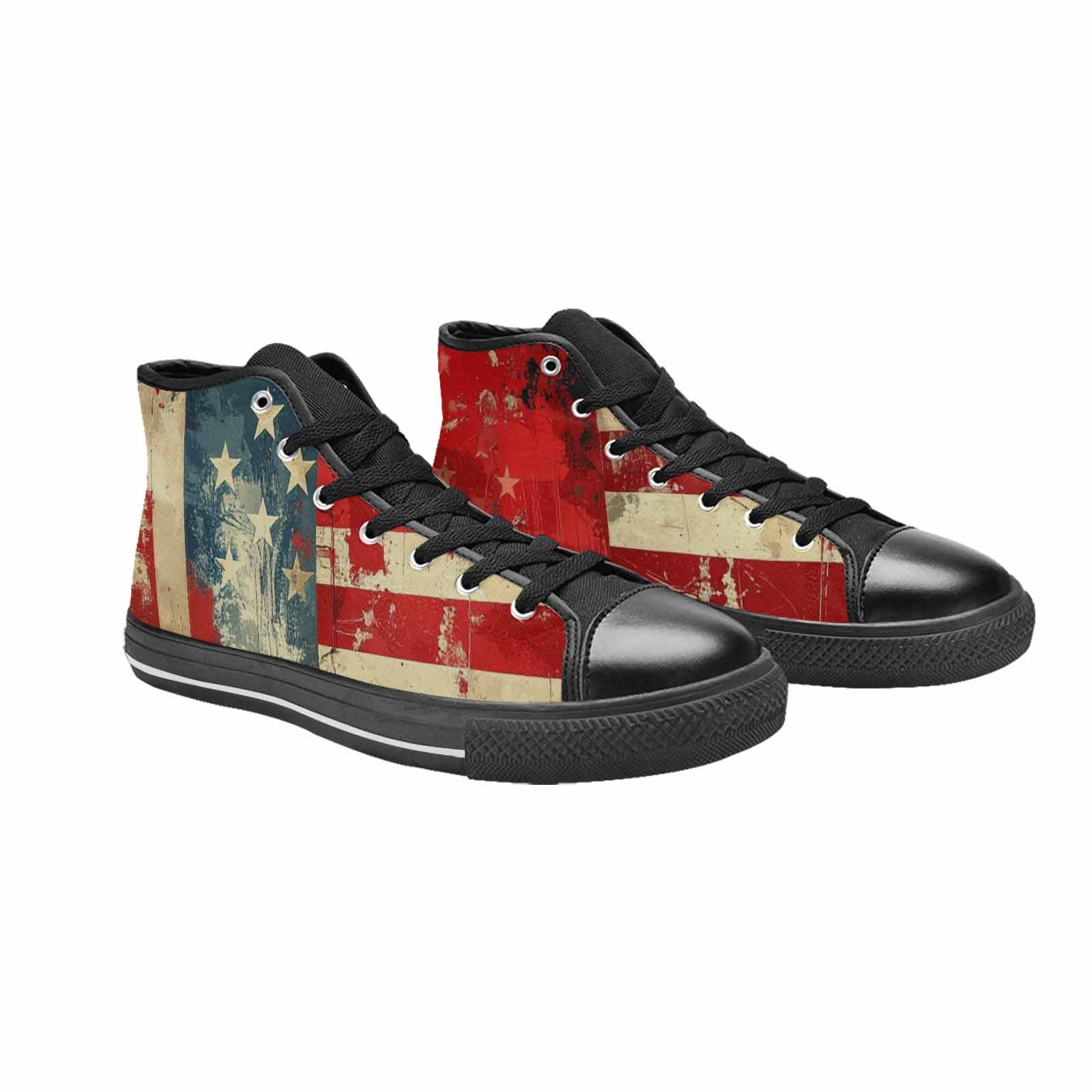 MEN'S American Flag Stars High Top Canvas Vibrant Chaos Custom Sneakers