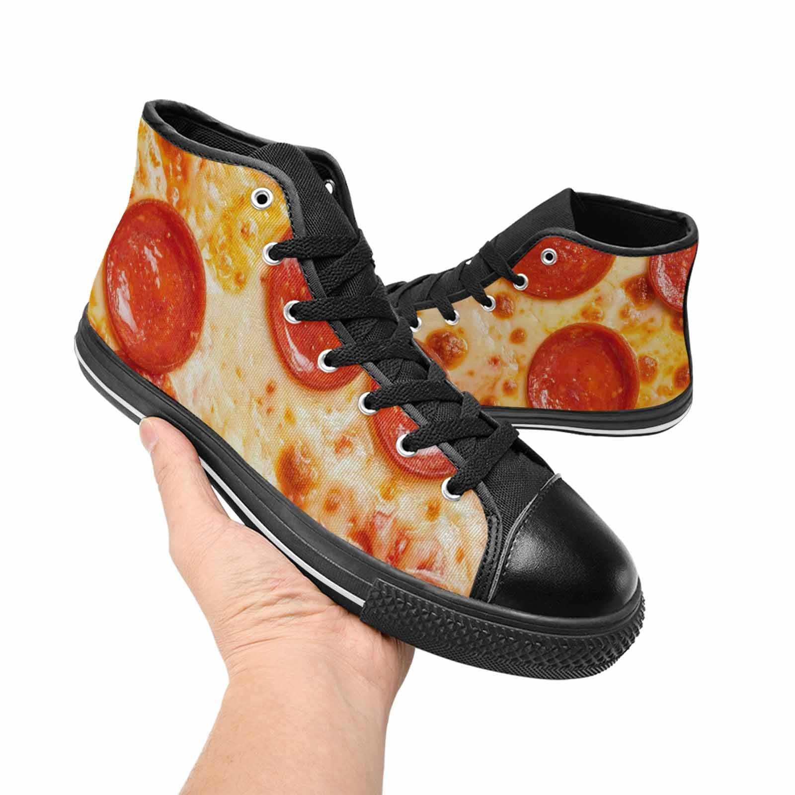 WOMEN'S Pepperoni Pizza Print High Top Canvas Grunge Shoes