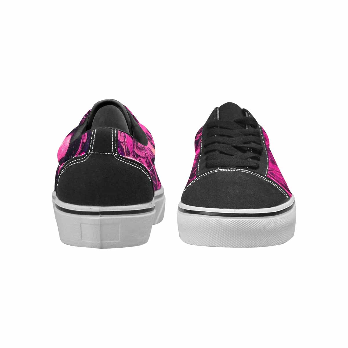 WOMEN'S Skeletons  Neon Pink Lace-Up Canvas Melting Art Sneakers