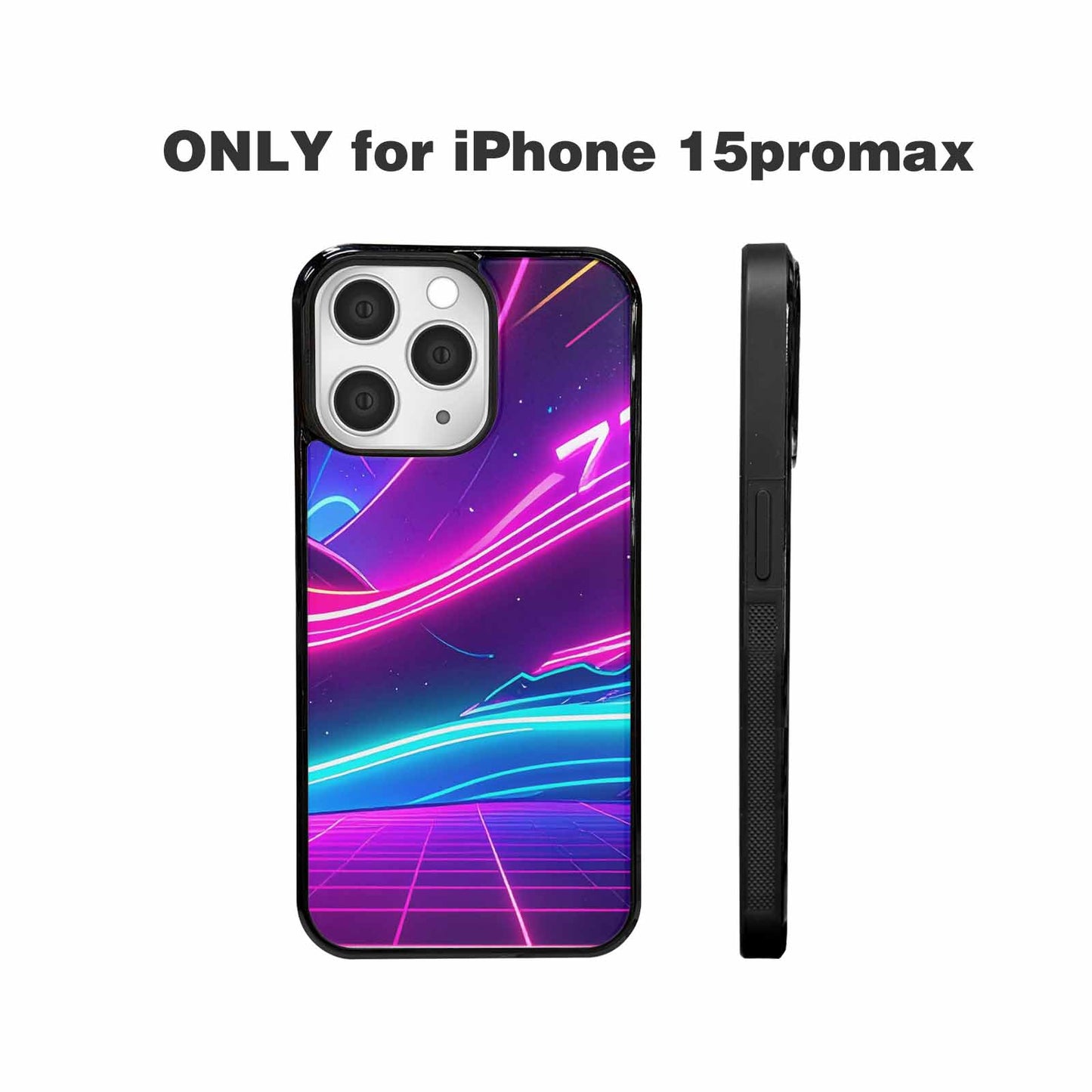 iPhone 15 Pro Max Case — 1980s Neon Cartoon Art Pattern, Custom Phone Case