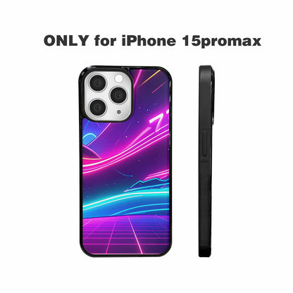 iPhone 15 Pro Max Case — 1980s Neon Cartoon Art Pattern, Custom Phone Case