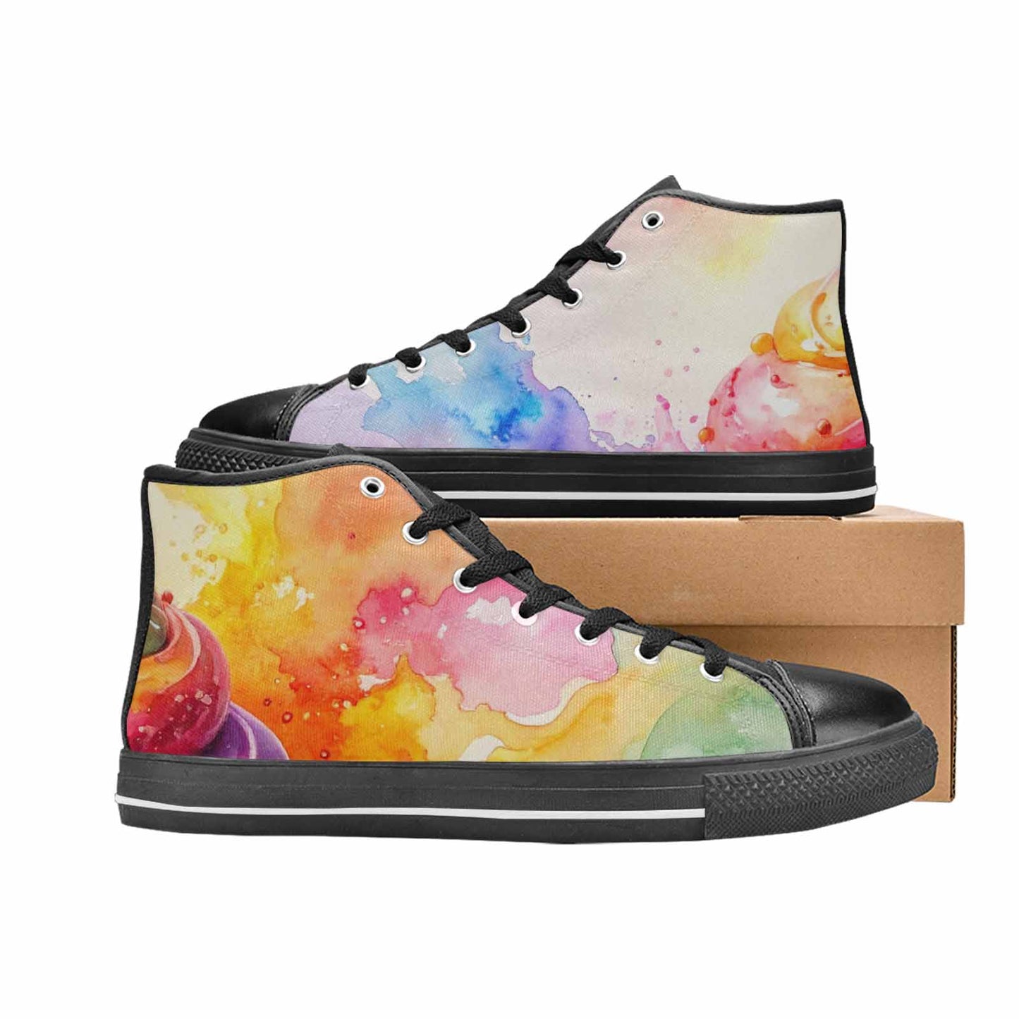 MEN'S Melting Icecream Collage High Top Canvas Dark Academia Custom Shoes