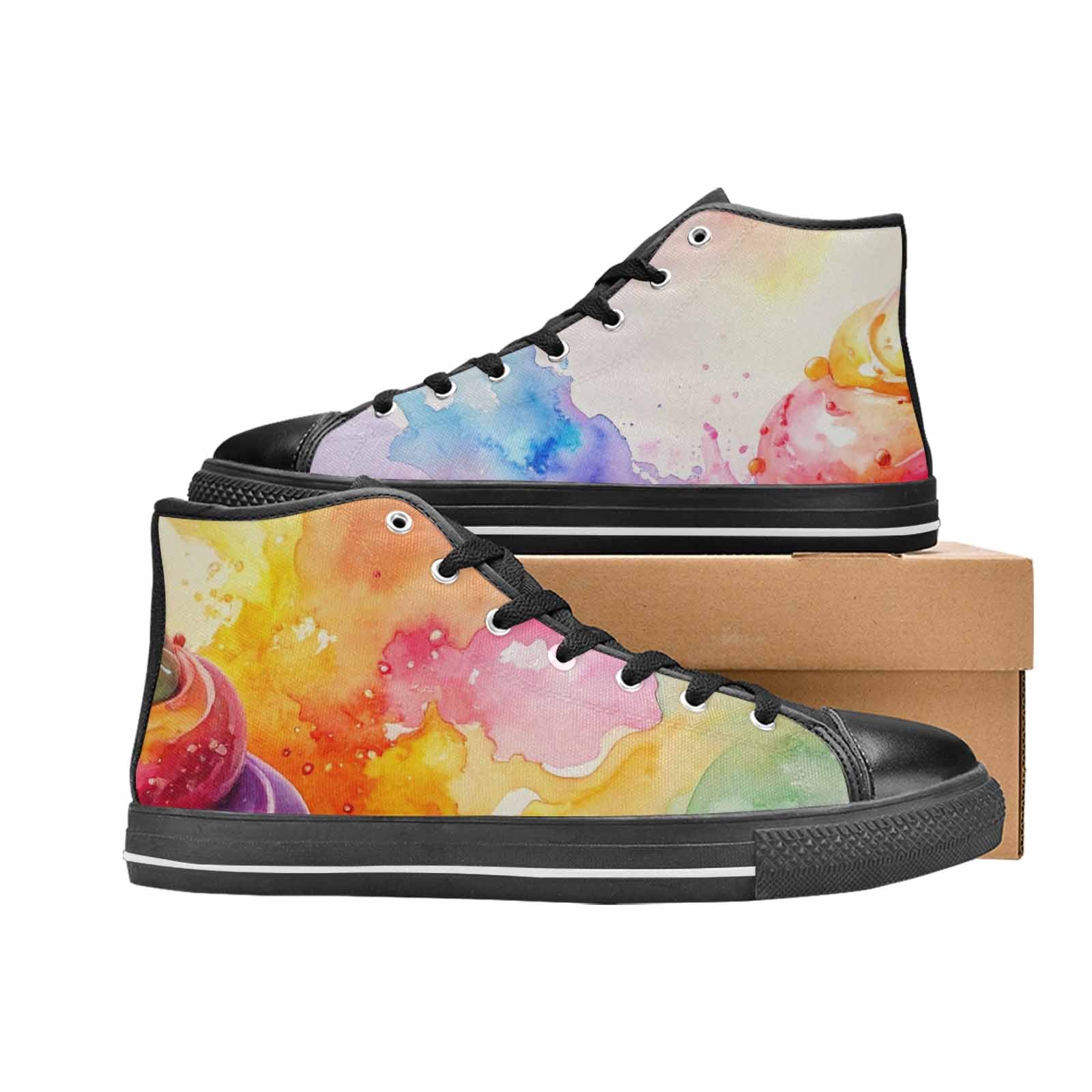 MEN'S Melting Icecream Collage High Top Canvas Dark Academia Custom Shoes