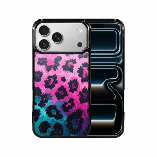 iPhone 17 Pro Max Case — Leopard Neon Pink Teal Airbrush Animal, Personalized Phone Case