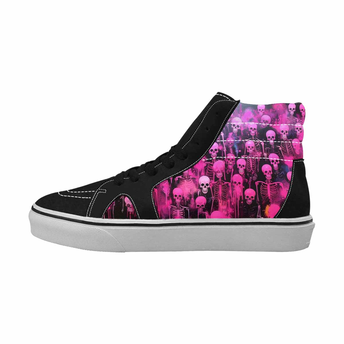 MEN'S Skeletons  Neon Pink High Top Canvas Neon Fantasy Custom Shoes
