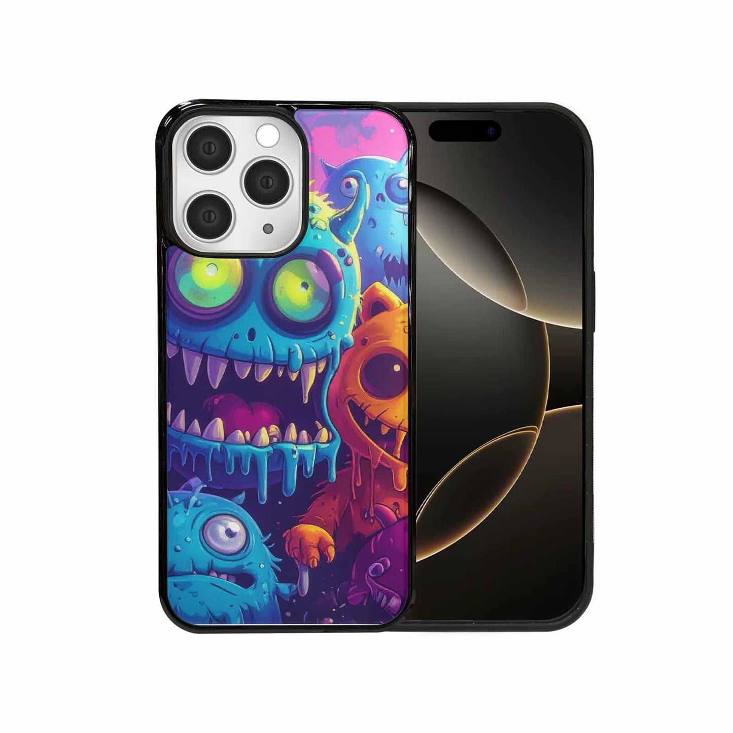 iPhone 15 Pro Max Case — Overlapping Endlessly No Empty Space Monsters, Custom Printed Phone Case