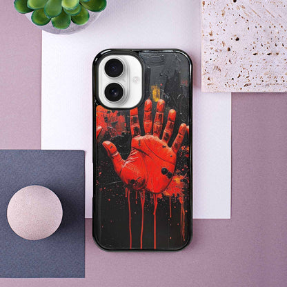 iPhone 16 Case — Halloween Splatter Handprint Custom Personalized Phone, Custom Phone Case