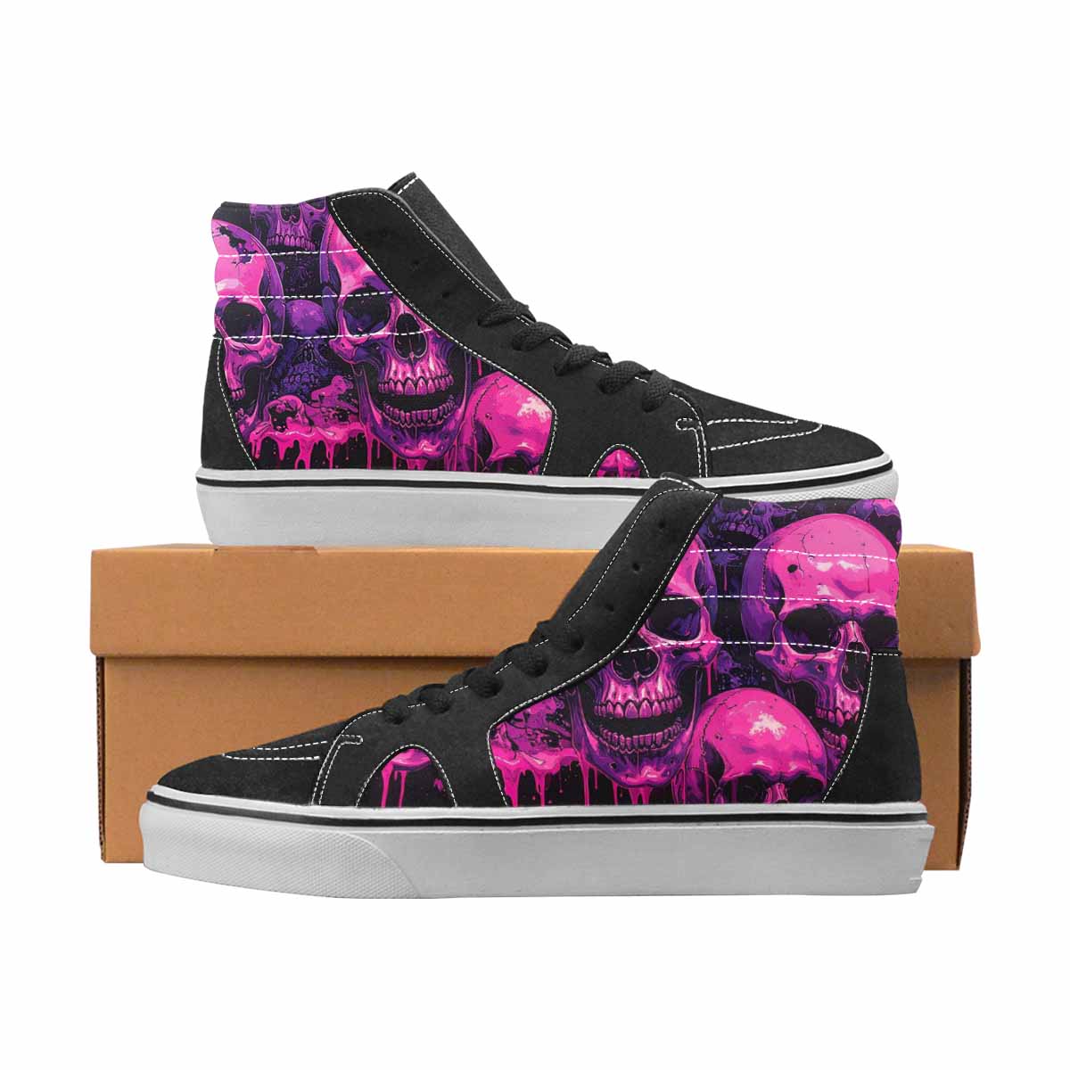 WOMEN'S Skulls High Top Canvas Graphic Print Aesthetic Custom Streetwear Shoes