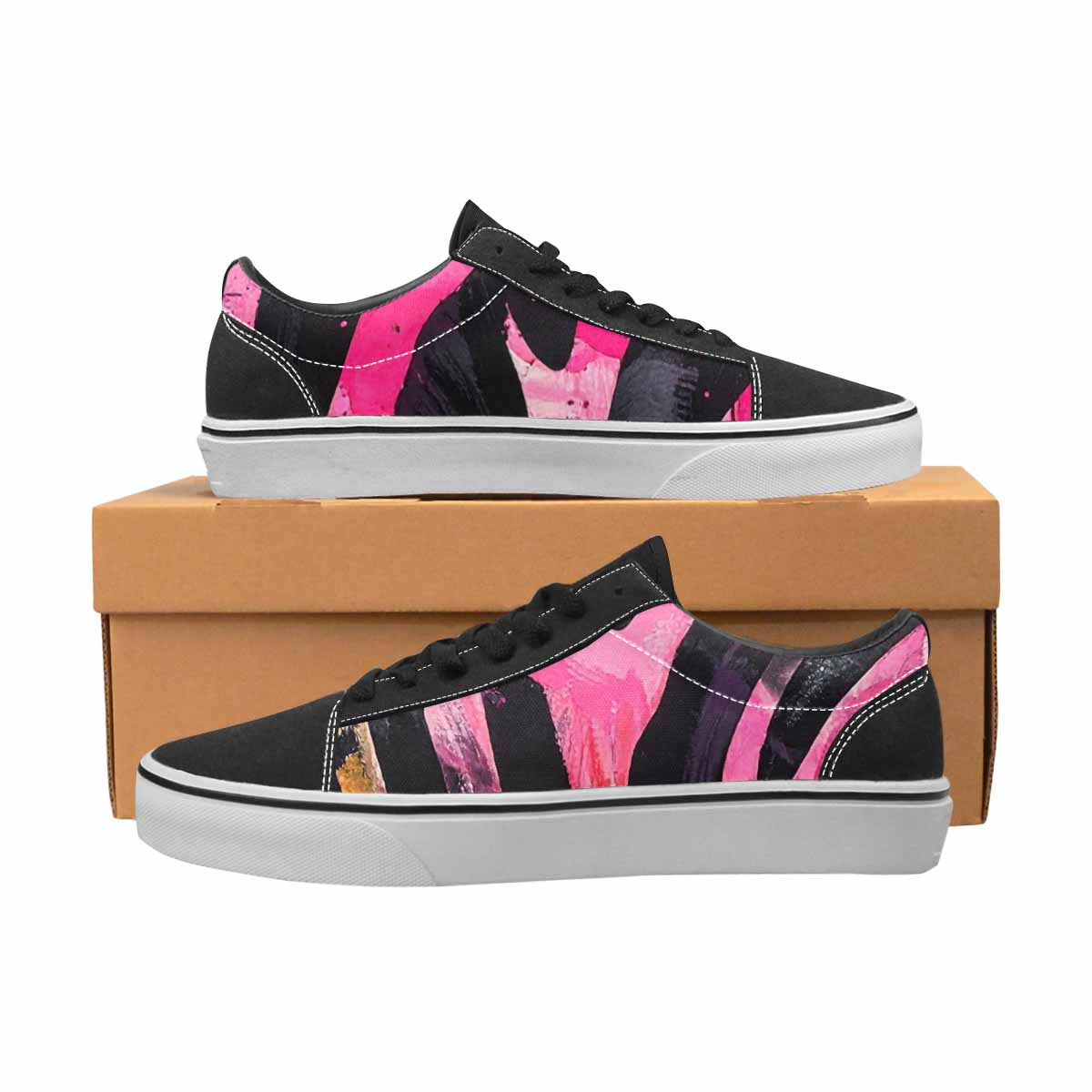 WOMEN'S Zebra Stripe Burst Lace-Up Canvas Surreal Custom Shoes