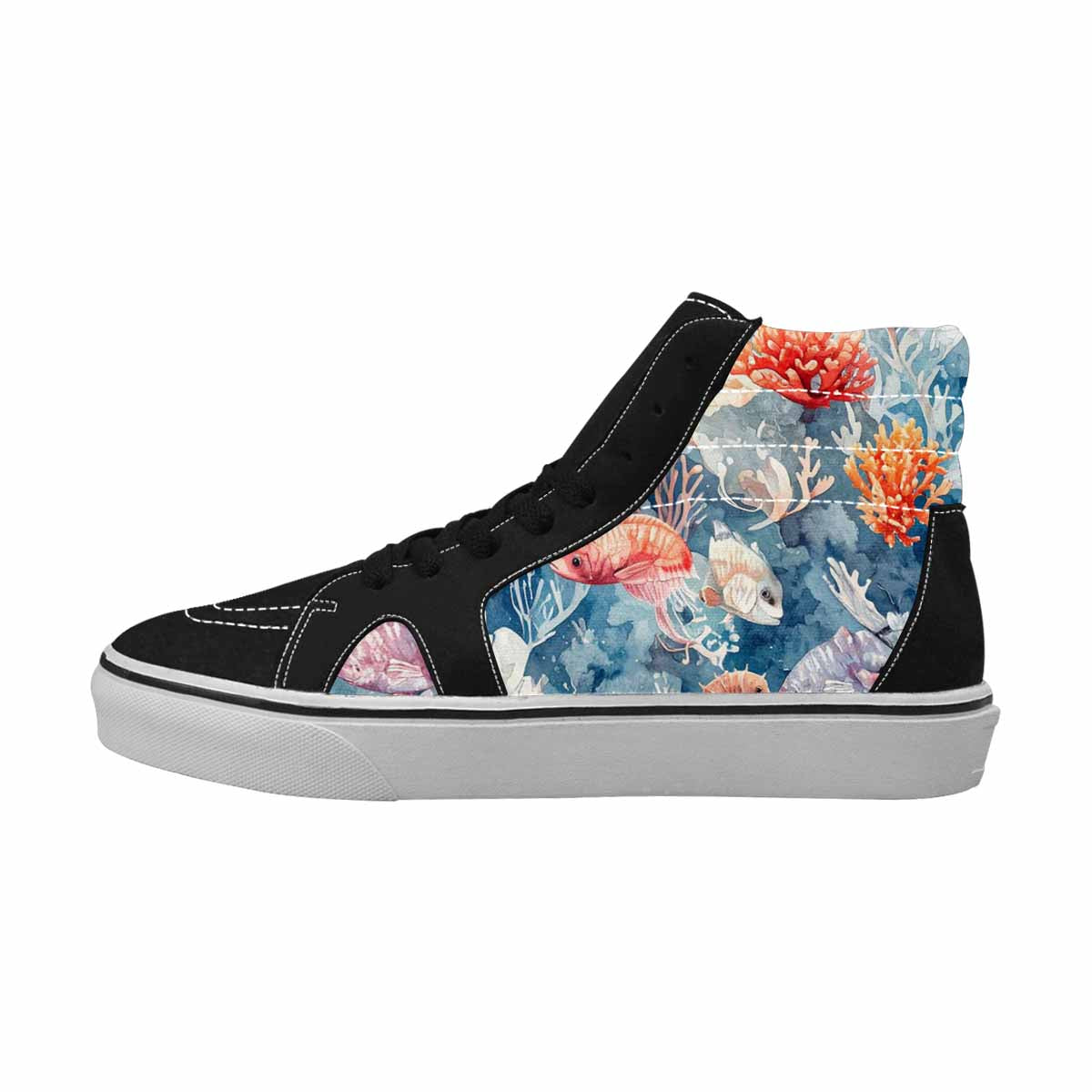 WOMEN'S Fish Scale Coral High Top Canvas Surreal Custom Shoes