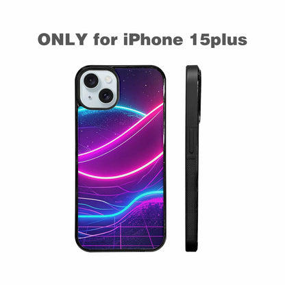 iPhone 15 Plus Case — 1980s Neon Cartoon Art Pattern, Custom Print Case Cover