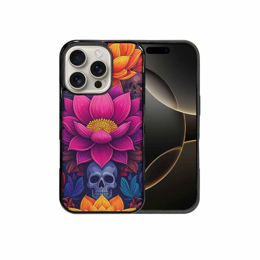 iPhone 16 Pro Case — Lotus Skulls, Personalized Phone Case