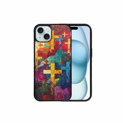 iPhone 15 Plus Case — Faith Cross And Faith Icons Pattern, Custom Art Phone Cover