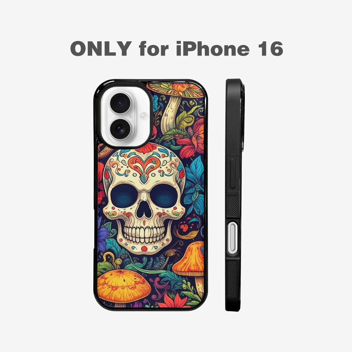 iPhone 16 Case — Mushrooms And Skulls, Original Design Phone Case