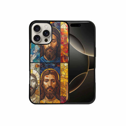 iPhone 16 Pro Max Case — Jesus Face Small Cross And Faith, Custom Phone Case
