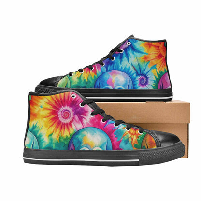 WOMEN'S Tie Dye Skulls Print High Top Canvas Dreamcore Sneakers