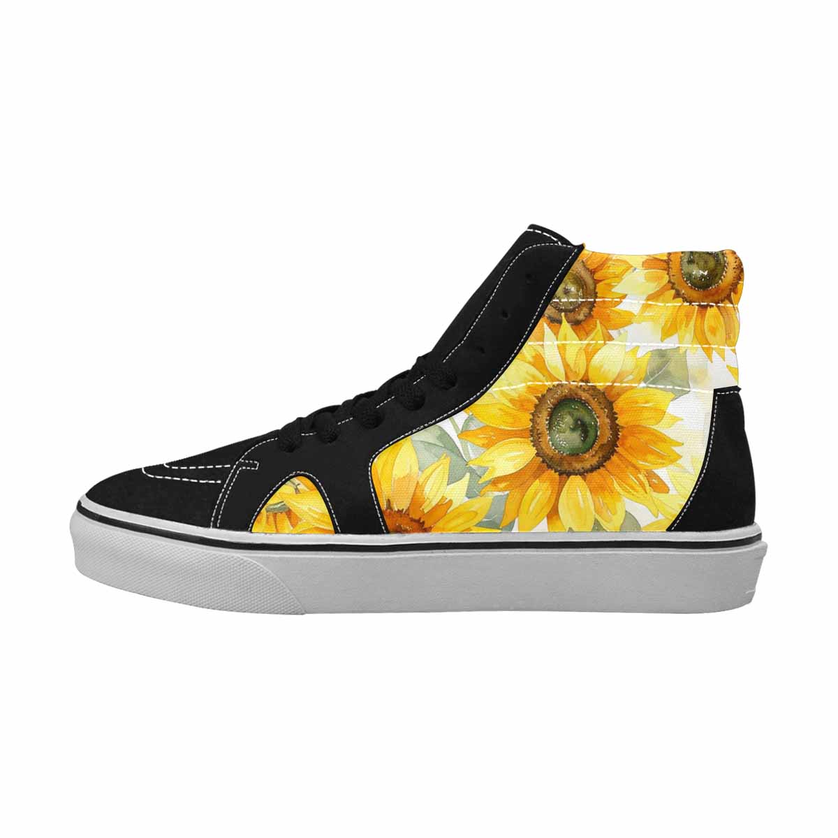 MEN'S Sunflowers Watercolor High Top Canvas Vibrant Chaos Custom Sneakers