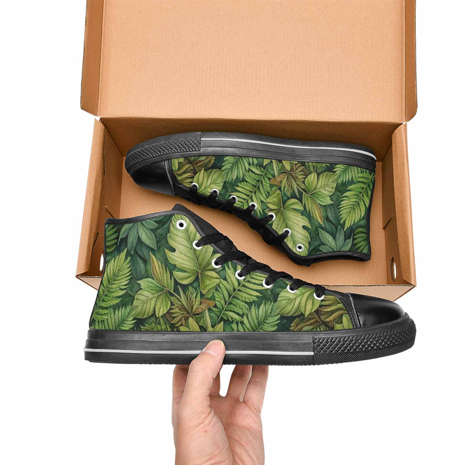 WOMEN'S Seven-Point Palmate Leaf High Top Canvas Aesthetic Sneakers