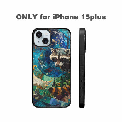 iPhone 15 Plus Case — Raccoon Bandit Raccoon Bandit Pattern Hundreds, Custom Print Case Cover