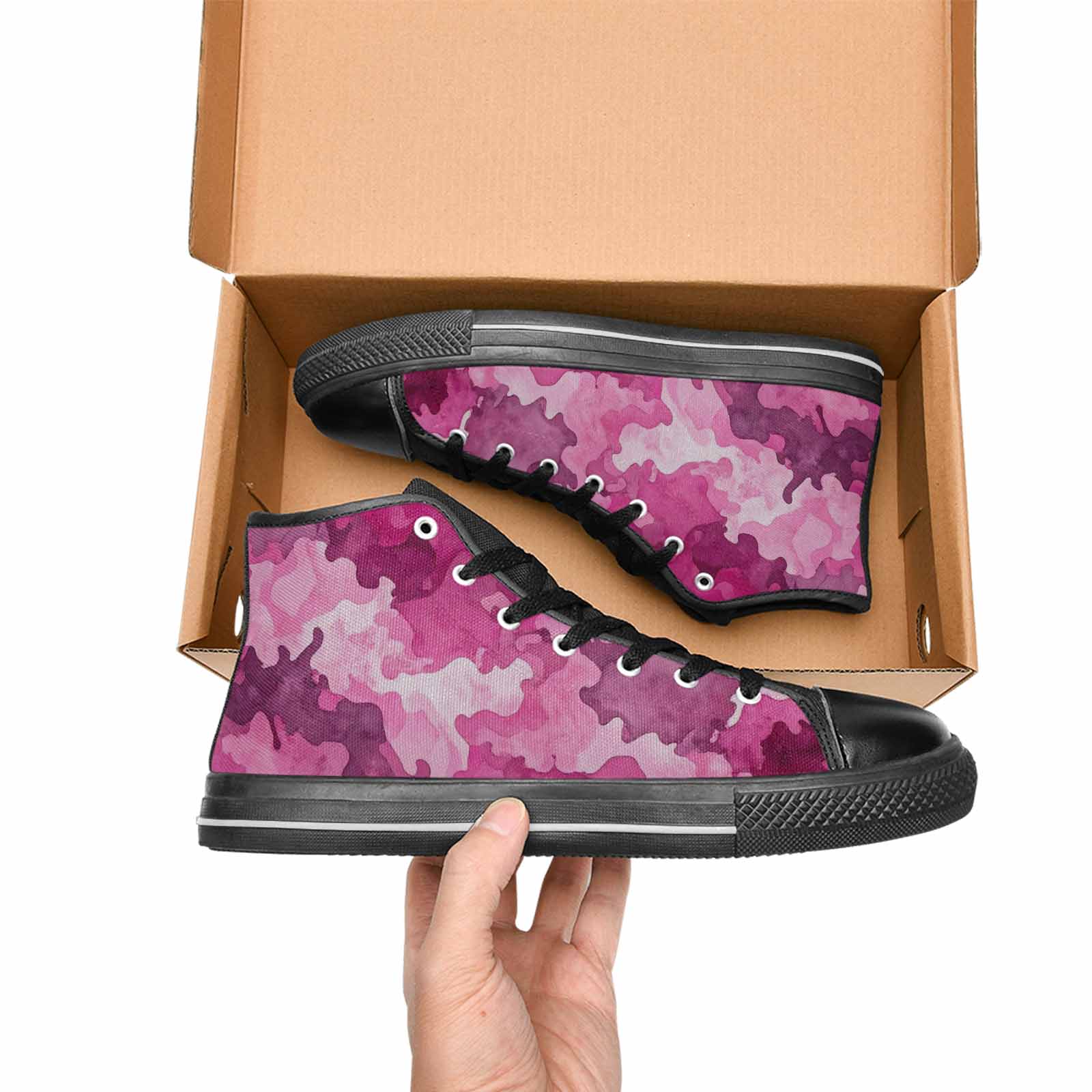 WOMEN'S Military Camouflage Blotch High Top Canvas Surreal Shoes