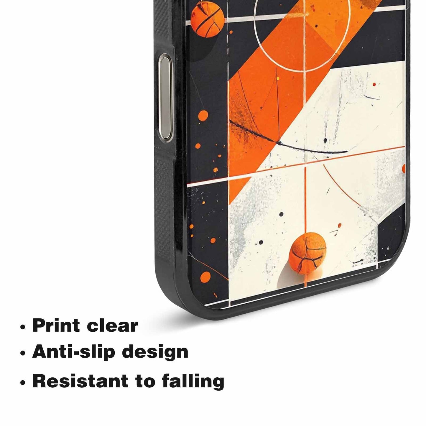 iPhone 15 Pro Max Case — Basketball Pattern Court Lines And Balls, Custom Phone Case