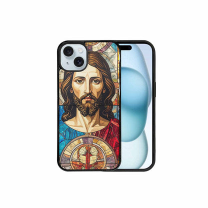 iPhone 15 Plus Case — Jesus Face Small Cross And Faith, Original Design Phone Case