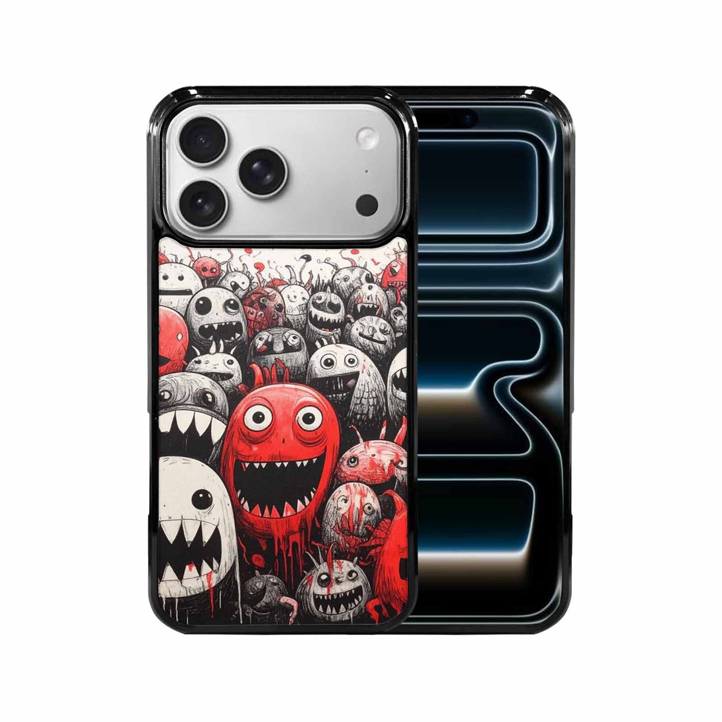 iPhone 17 Pro Max Case — Black &amp; Red Ink Cartoon Cute, Custom Made Phone Cover