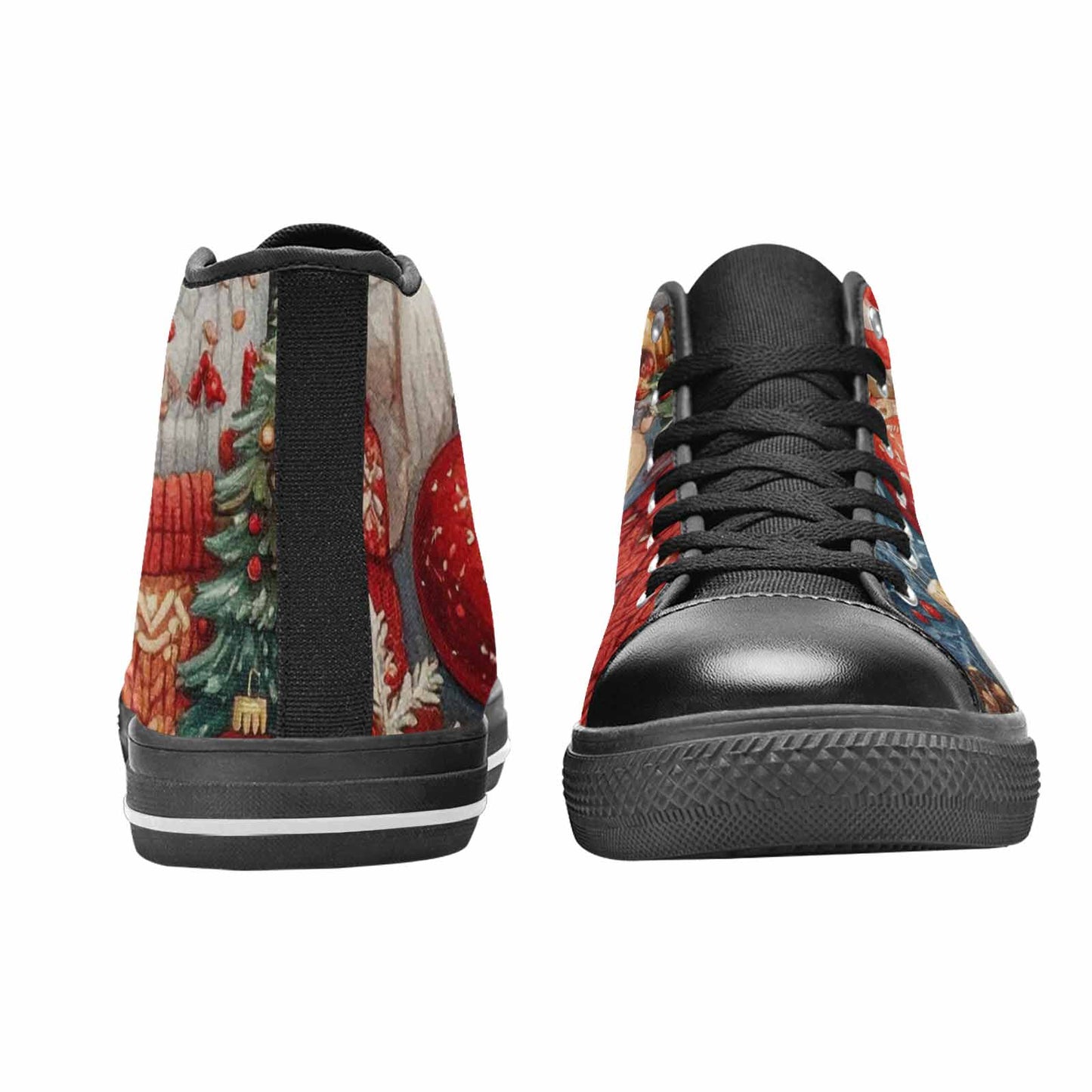 MEN'S Christmas Holly Snowflake High Top Canvas Vivid Sneakers