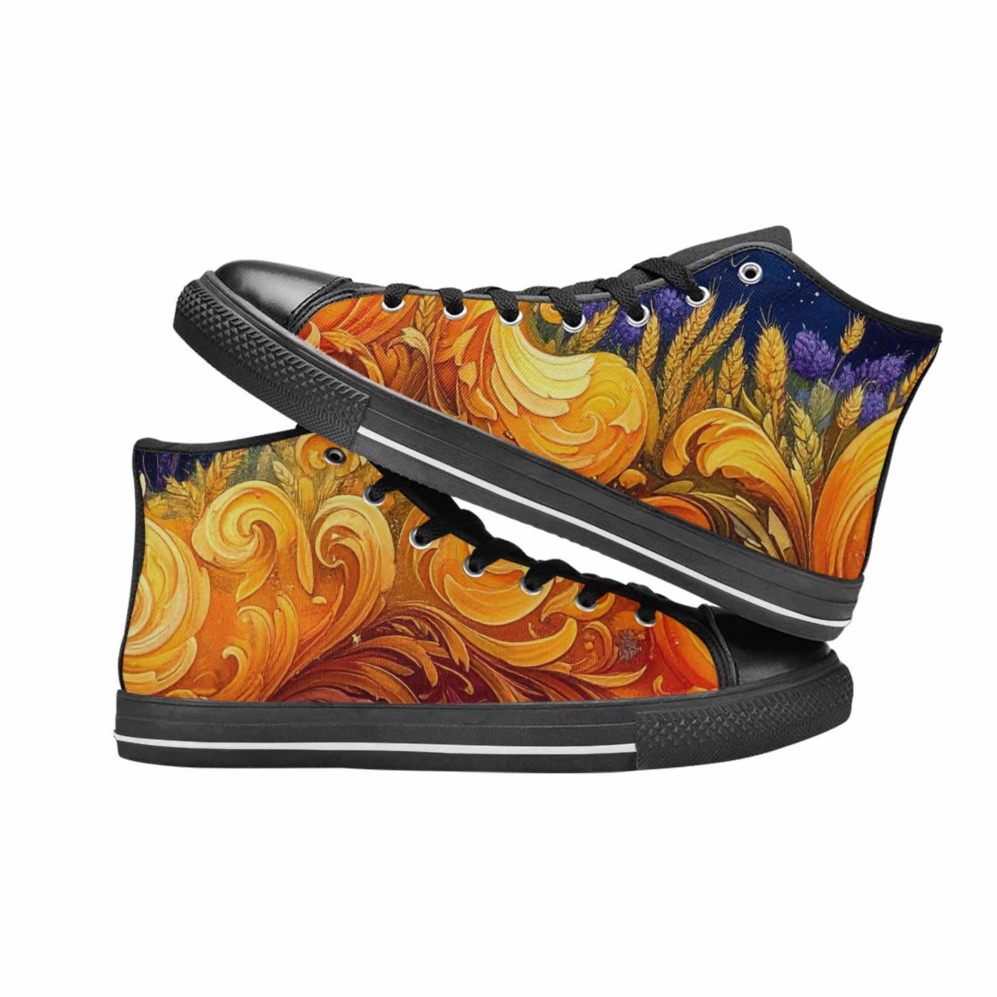 MEN'S Van Gogh-Style Swirl High Top Canvas Surreal Sneakers