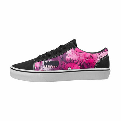 WOMEN'S Monsters Black & Pink Ink Canvas Custom Fashion Vibrant Chaos Original Art Sneakers