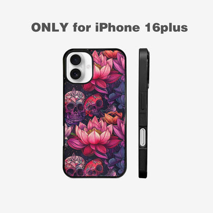 iPhone 16 Plus Case — Lotus Many Hundreds Of Skulls Art, Custom Printed Phone Case