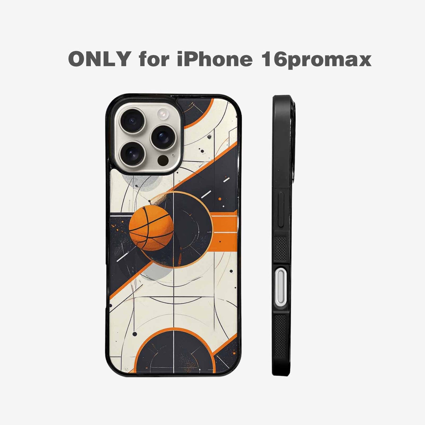 iPhone 16 Pro Max Case — Basketball Pattern Court Lines And Balls, Custom Print Case Cover