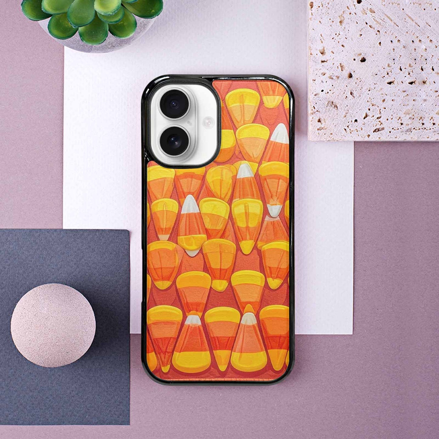 iPhone 16 Case — Candy Corn Shapes In Bright Orange, Custom Art Phone Cover