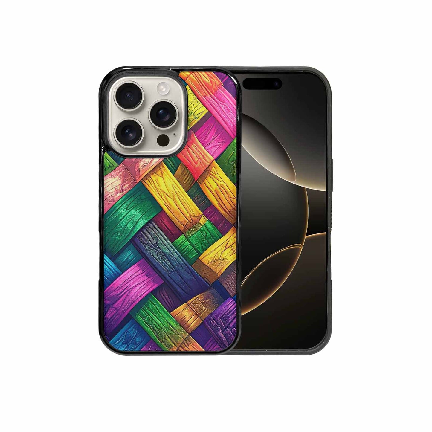 iPhone 16 Pro Case — Polysexual Flag Color Theme Small Rainbow, Custom Printed Phone Case