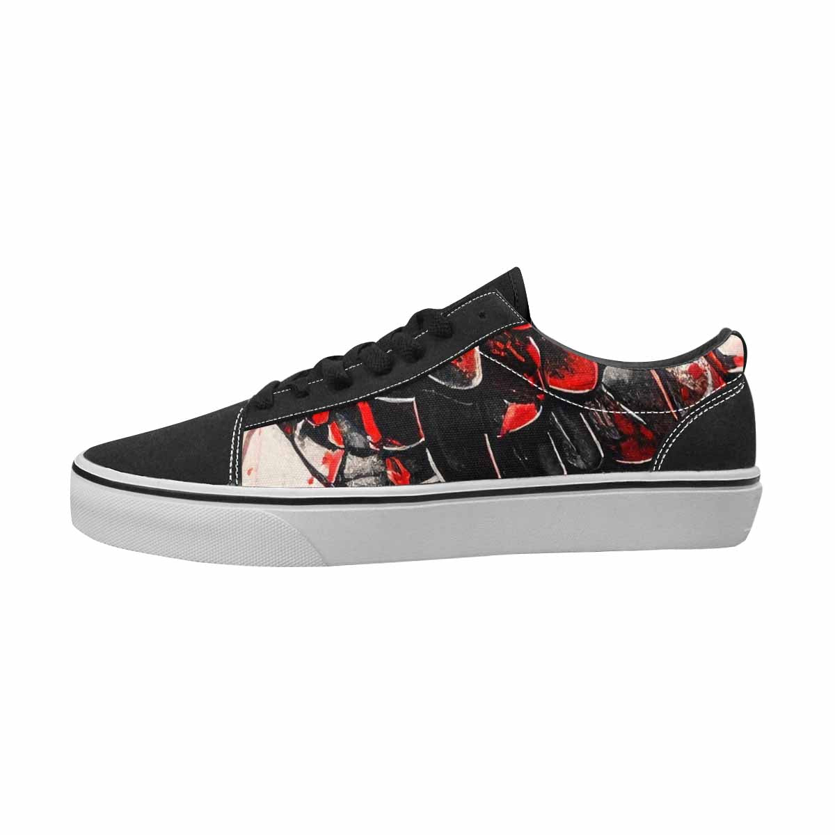 MEN'S Reptile Black & Red Ink Canvas Streetwear Surreal Custom Shoes