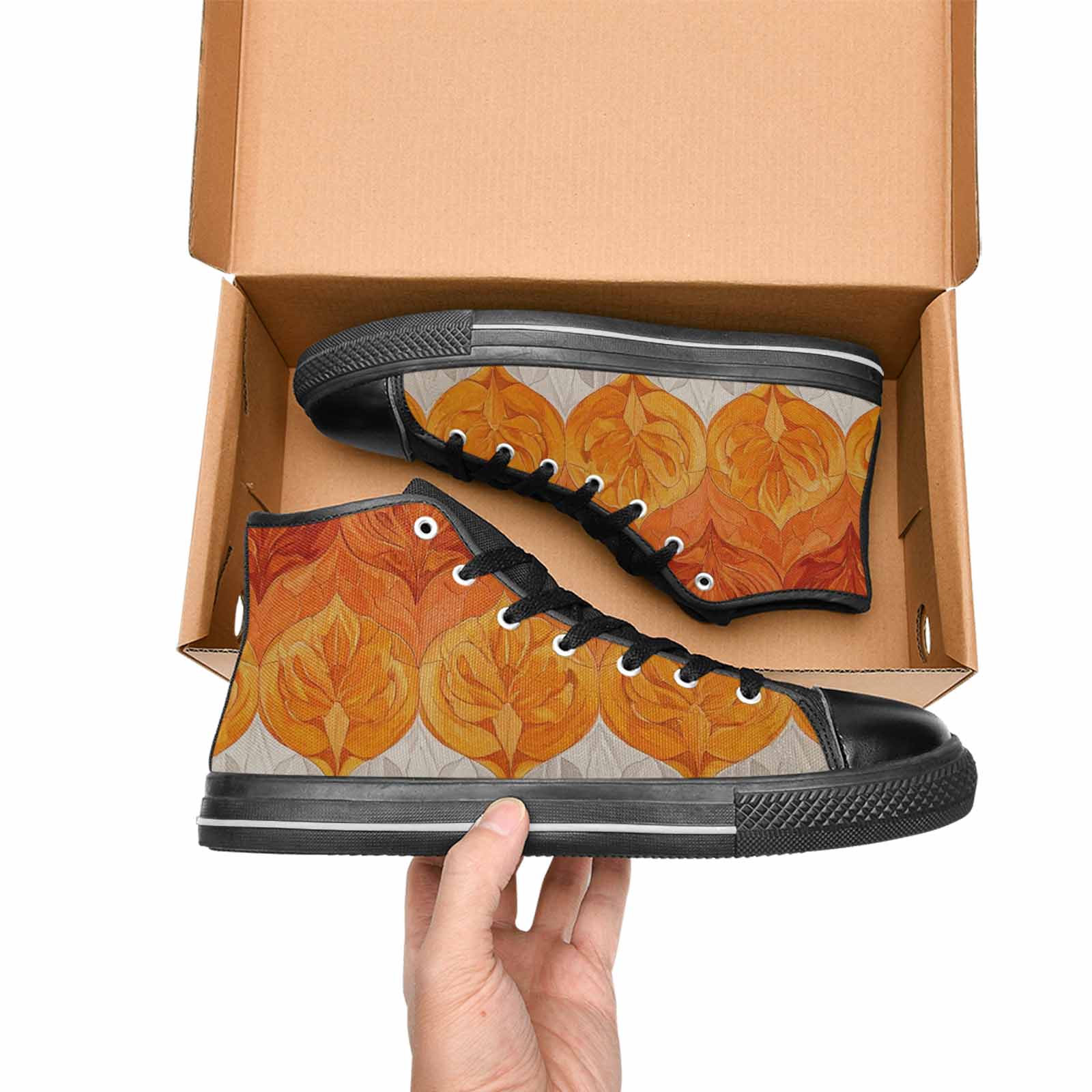 MEN'S Lesbian Flag Color High Top Canvas Surreal Custom Sneakers