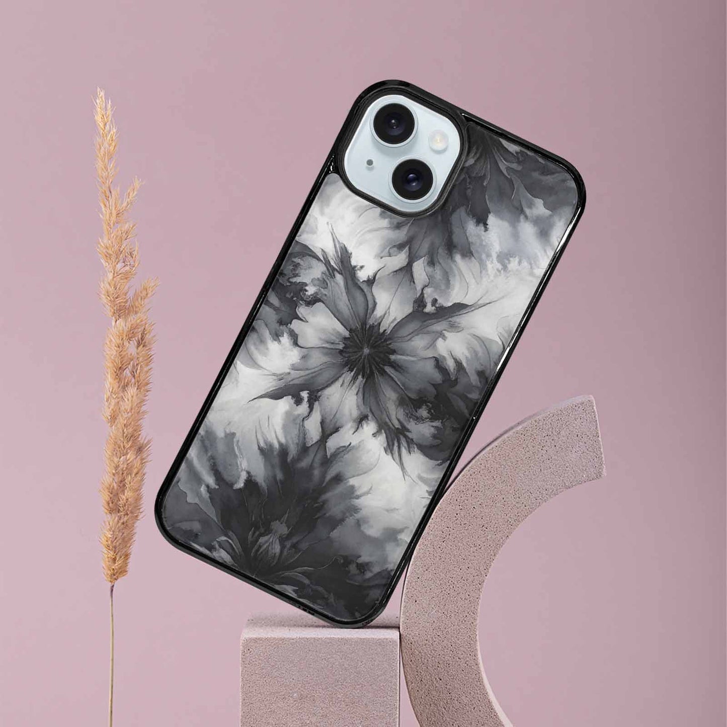 iPhone 15 Plus Case — Tie Dye Black And Gray Blended, Custom Made Phone Cover