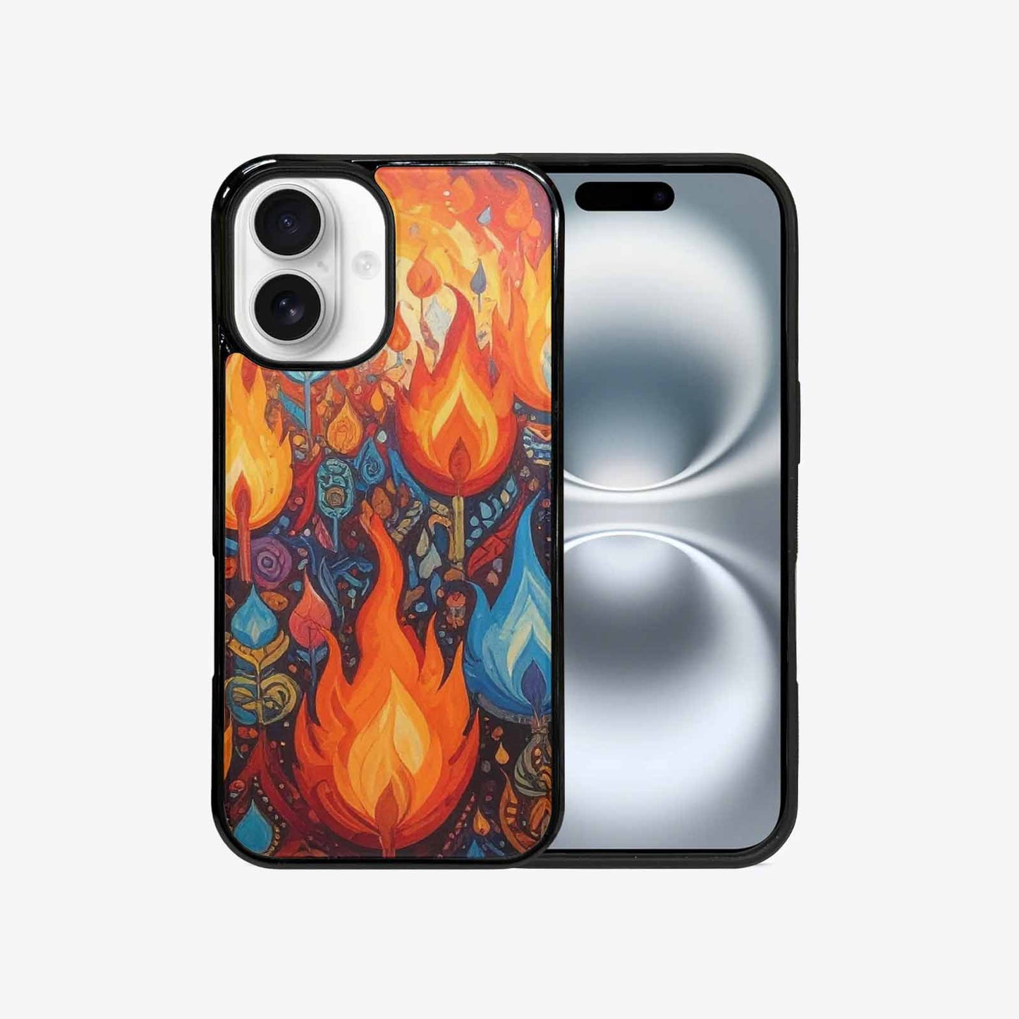 iPhone 16 Case — Flame Burst Full Color Vibrant Flame, Custom Made Phone Cover