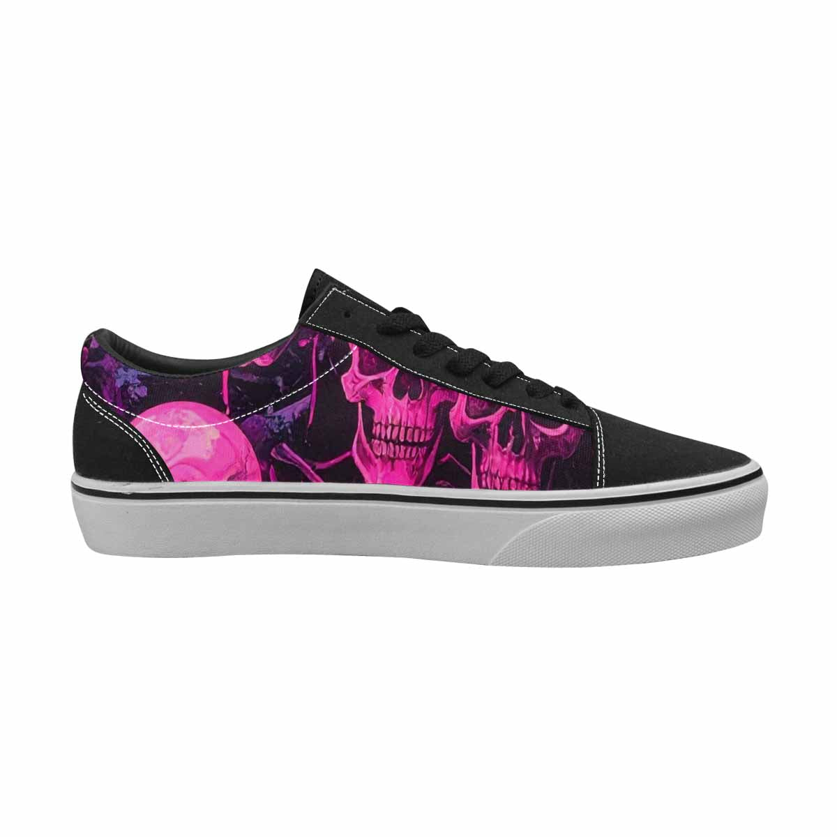 WOMEN'S Skeletons  Neon Pink Lace-Up Canvas Kaleidoscope Sneakers