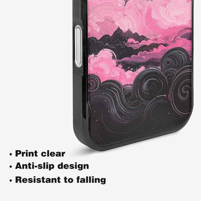 iPhone 16 Plus Case — Van Gogh Swirl Black Pink Ink, Custom Art Phone Cover