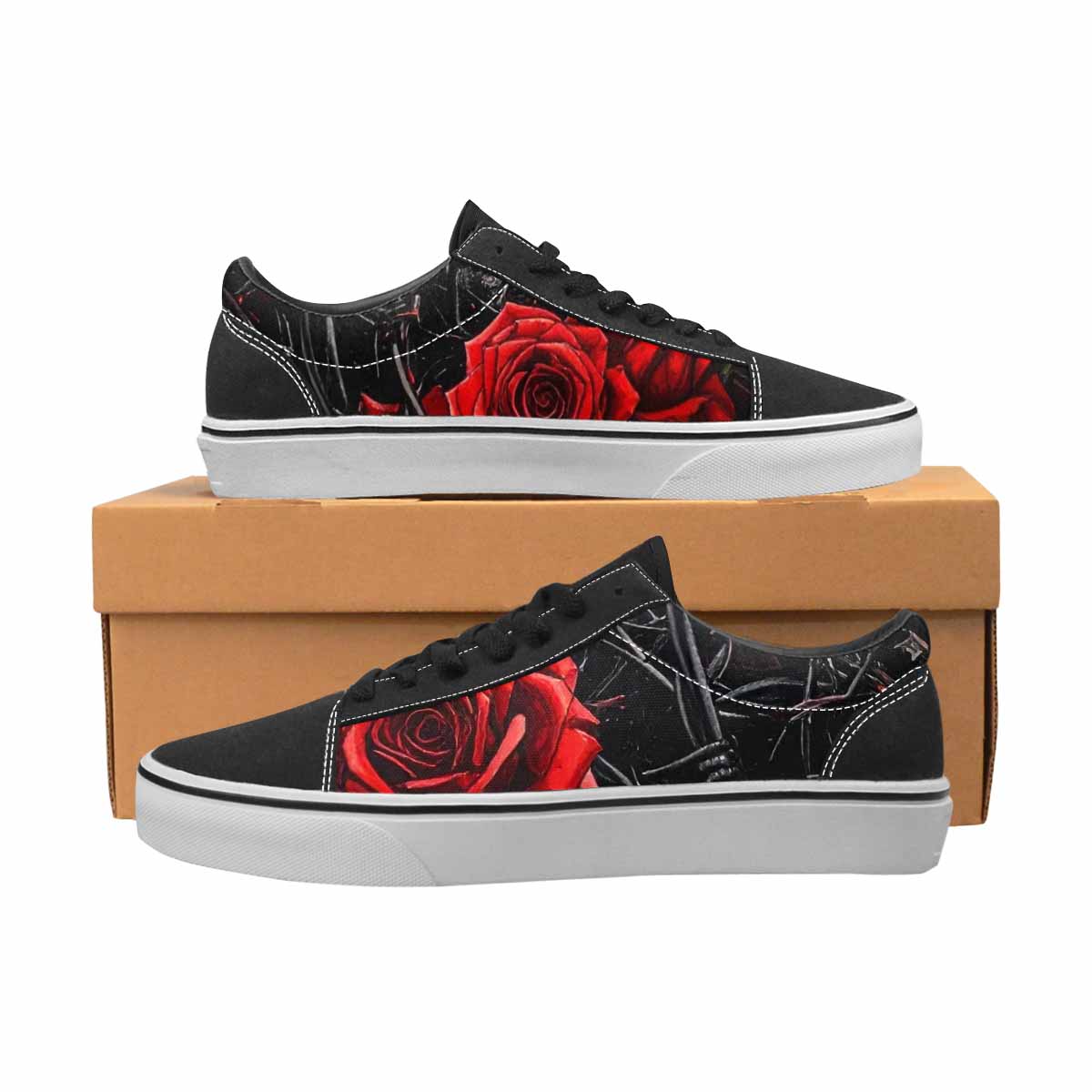 WOMEN'S Barbed Wire Coil Lace-Up Canvas Melting Art Custom Sneakers