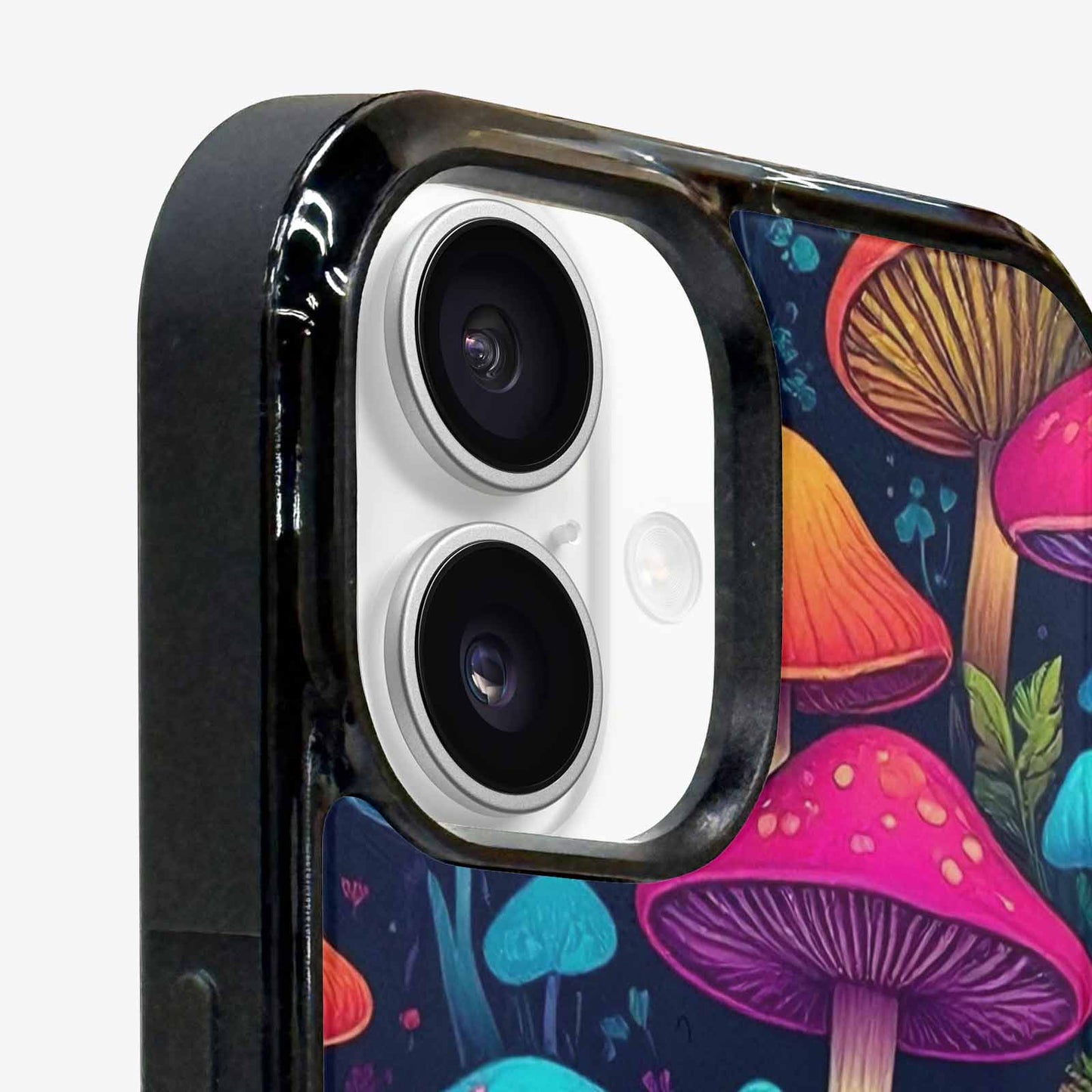 iPhone 16 Case — Mushroom Psychedelic Art Seamless Pattern Vibrant, Unique Phone Case Design