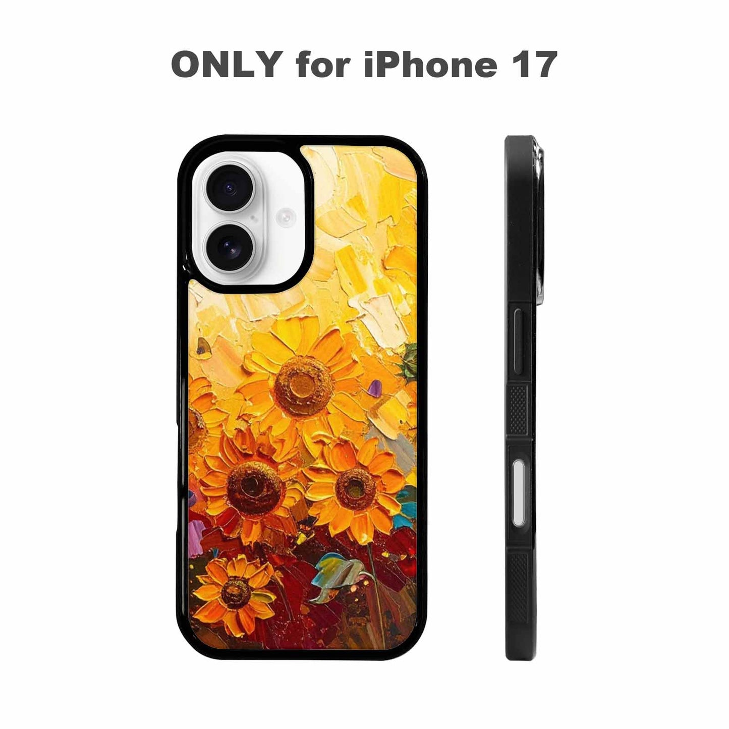 iPhone 17 Case — Impressionist Sunflower Brushstroke Pattern Floral, Customized Protective Case